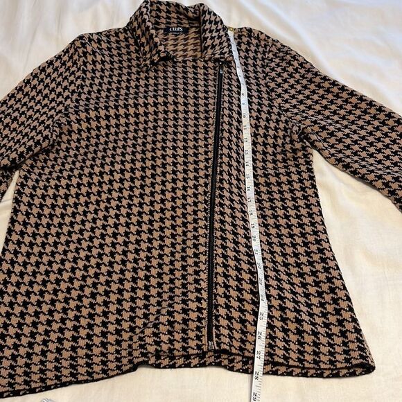 CHAPS Ladies Brown/black front zip sweater - Picture 4 of 7